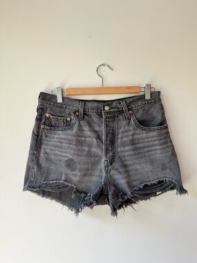 Levi’s 501 High-Rise Distressed Black Denim Women's Cutoff Shorts